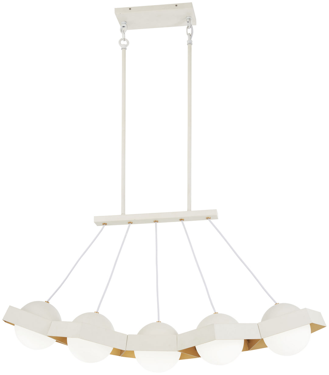 George Kovacs Five-O P1396-044G-L Pendant Light - Textured White W/Gold Leaf