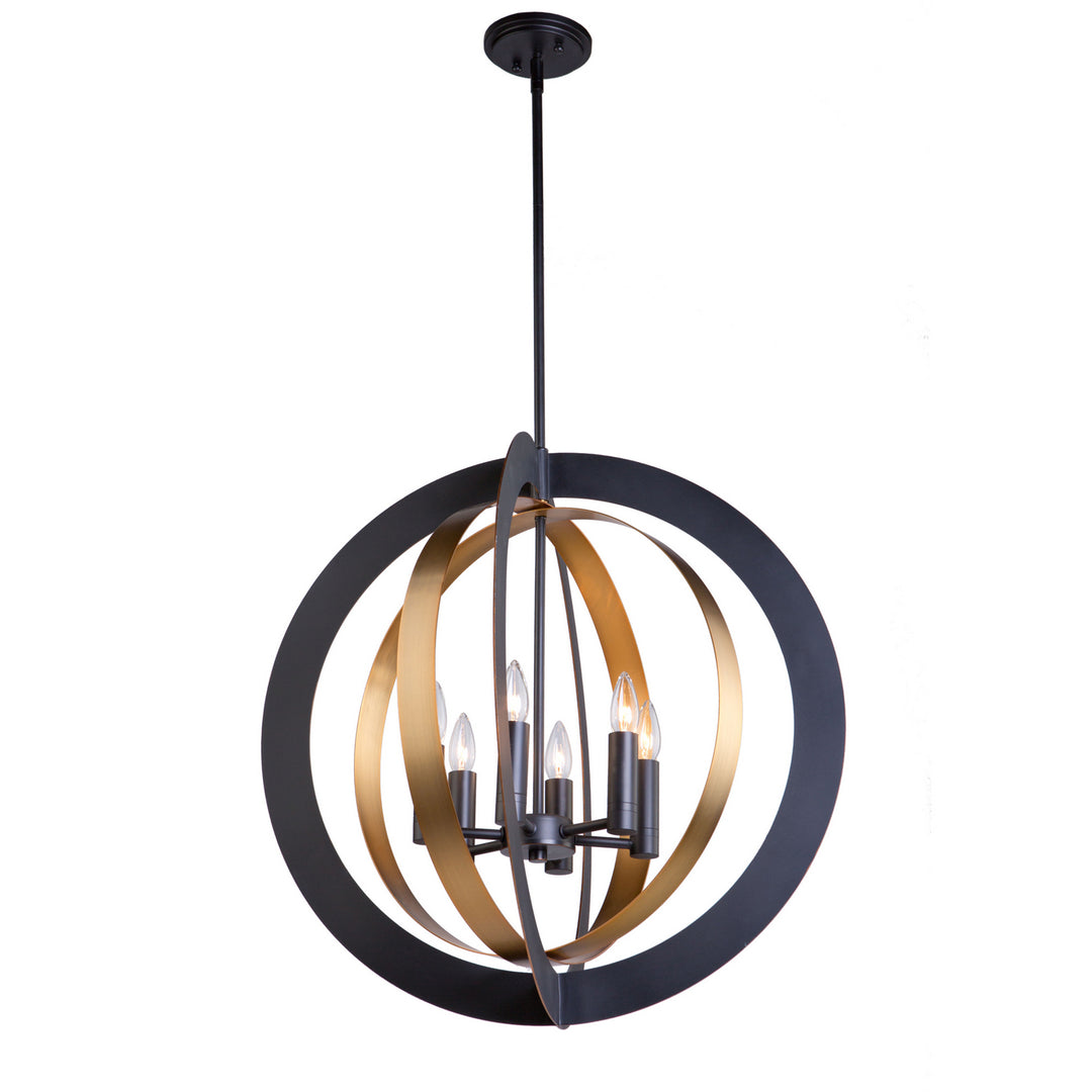 Artcraft Capri AC11236 Chandelier Light - Dark Bronze & Satin Brass