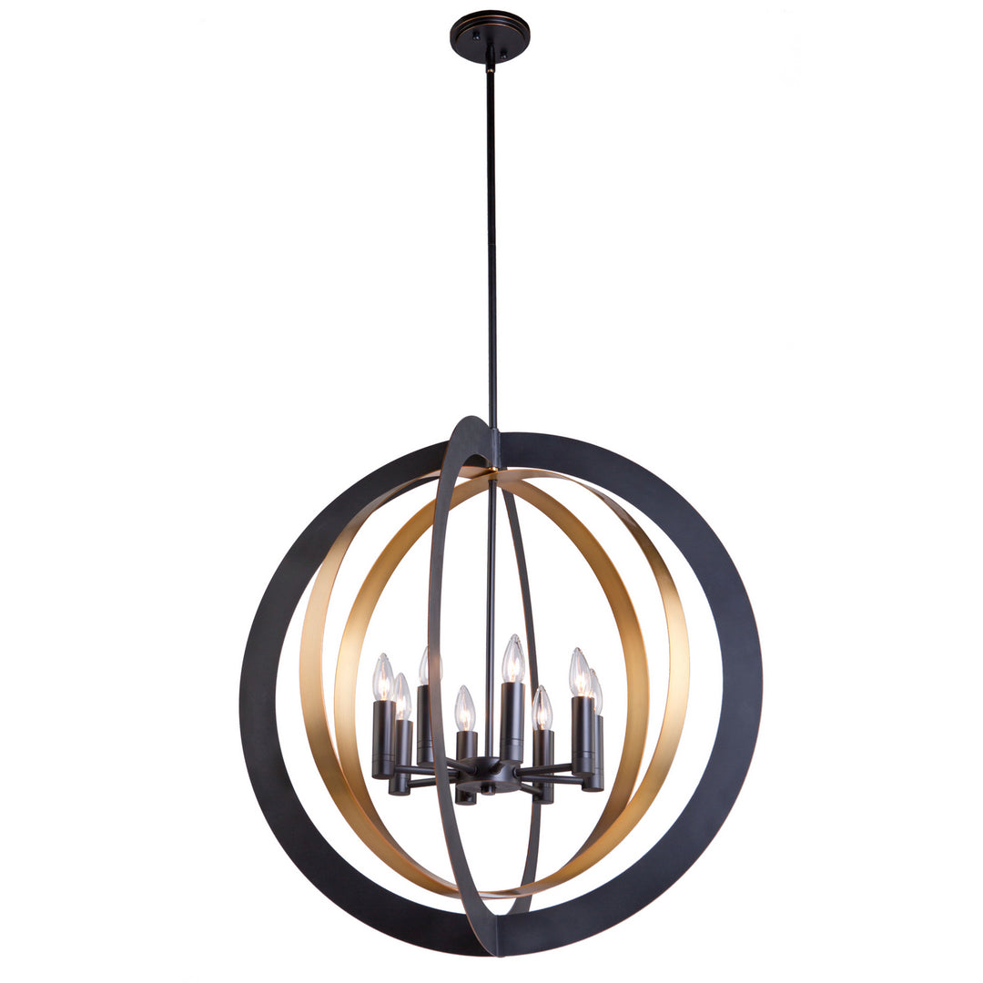 Artcraft Capri AC11238 Chandelier Light - Dark Bronze & Satin Brass