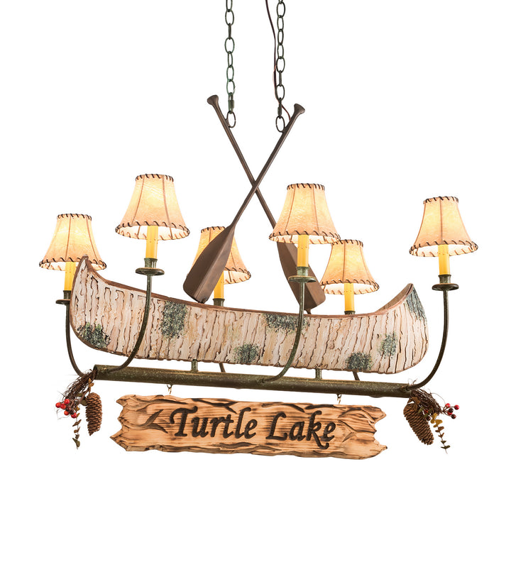 Meyda Tiffany Personalized 197097 Chandelier Light - Antique Copper,Natural Wood,Tarnished Copper