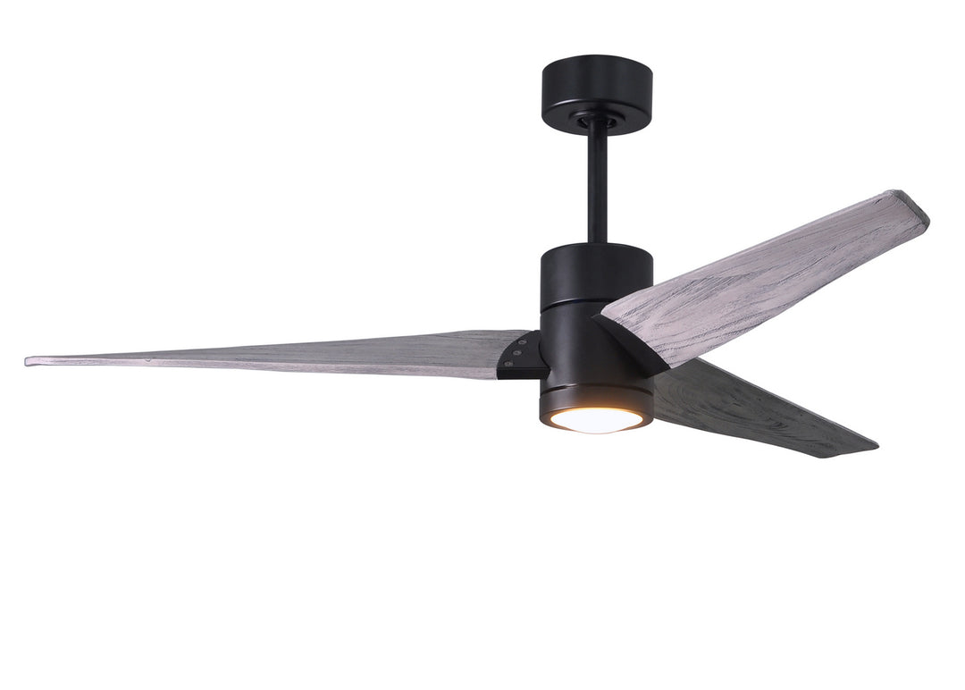 Matthews Fan Company Super Janet SJ-BK-BW-60 Ceiling Fan 60 - Matte Black, Barn Wood Tone/