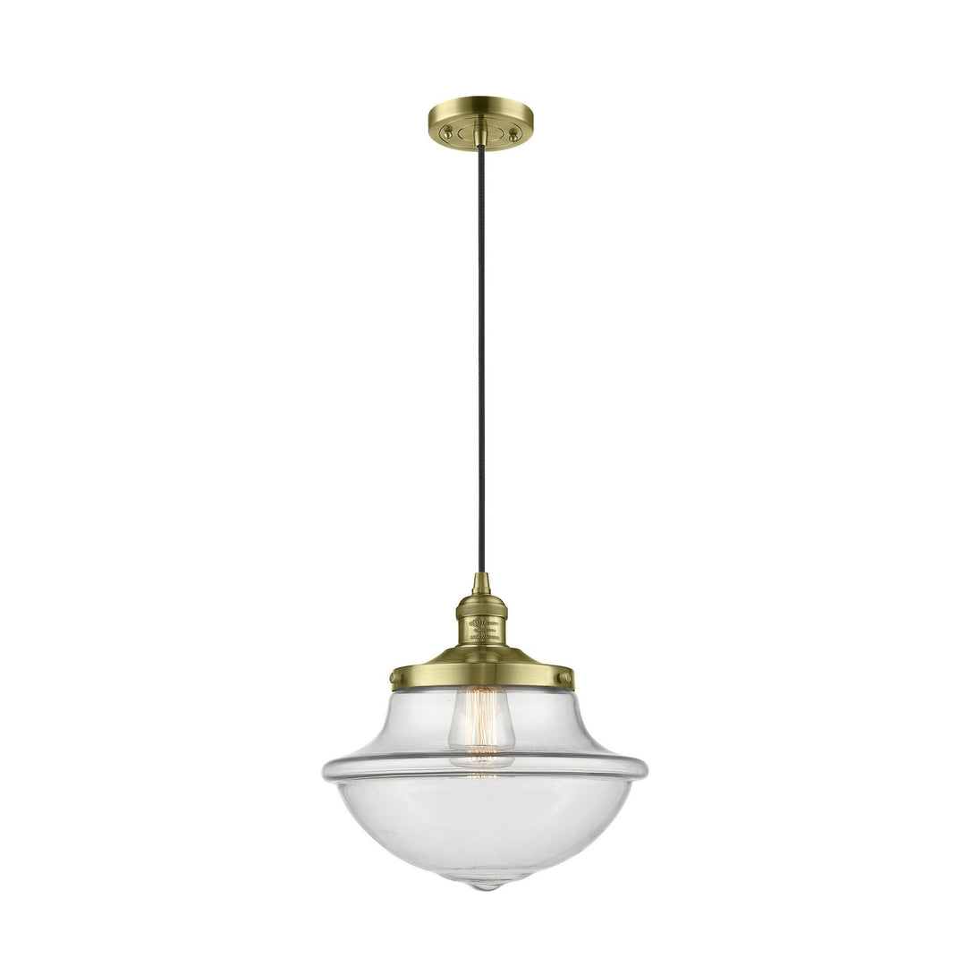 Innovations Oxford School House 201C-AB-G542CL Pendant Light - Antique Brass