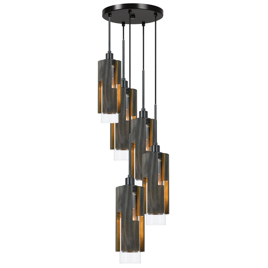 Cal FX-3641-5 Pendant Light - Wood