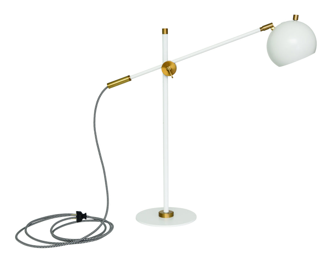 House Of Troy Lighting OR750-WTWB  Orwell Lamp White With Weathered Brass Accents