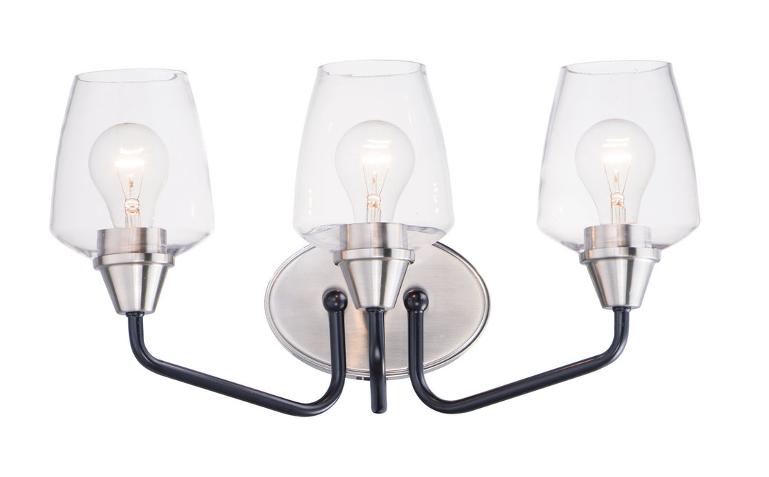 Maxim Goblet 26122CLBKSN Bath Vanity Light 18 in. wide - Black / Satin Nickel