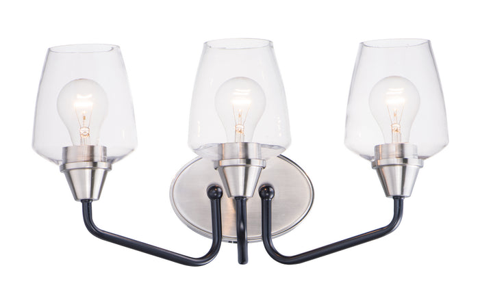 Maxim Goblet 26122CLBKSN Bath Vanity Light 18 in. wide - Black / Satin Nickel