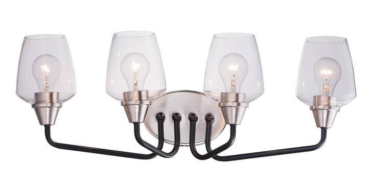 Maxim Goblet 26123CLBKSN Bath Vanity Light 27 in. wide - Black / Satin Nickel