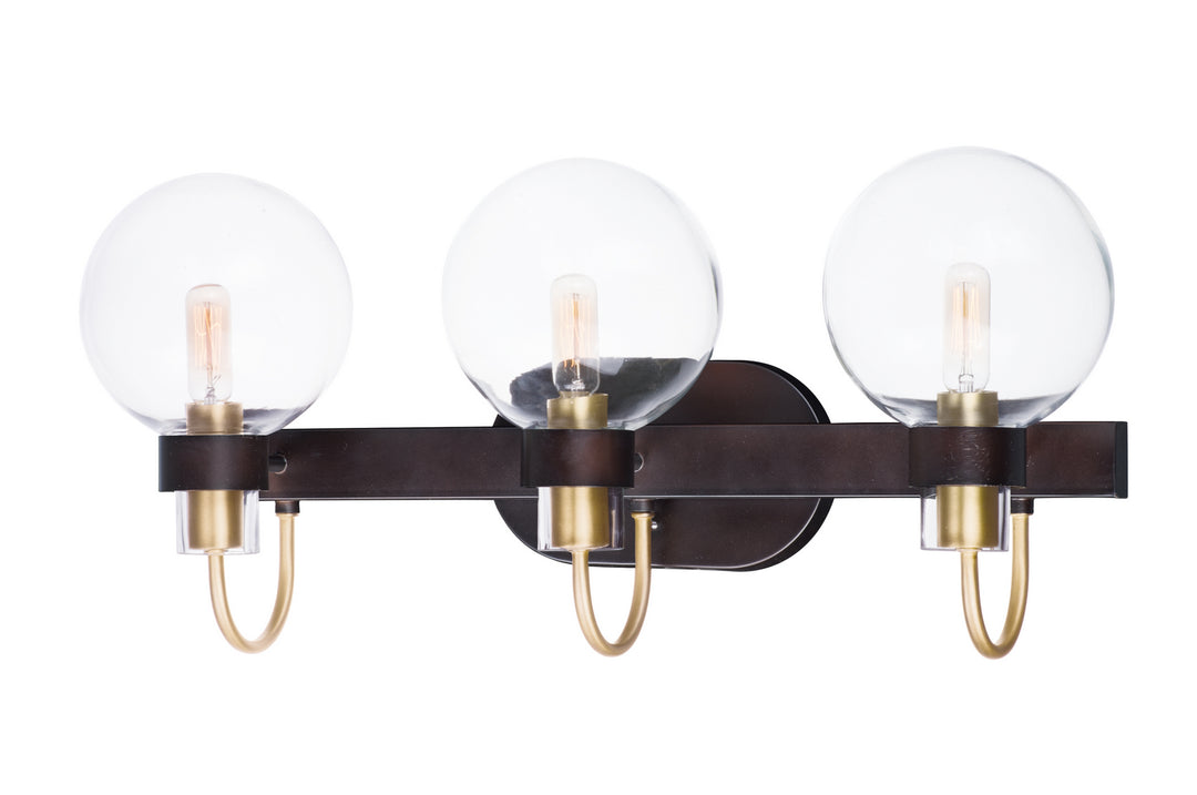 Maxim Bauhaus 30513CLBZSBR Bath Vanity Light 23 in. wide - Bronze / Satin Brass