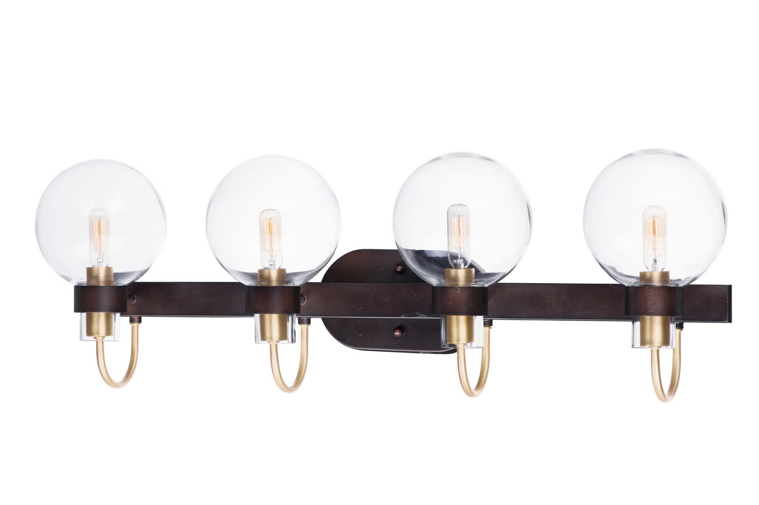 Maxim Bauhaus 30514CLBZSBR Bath Vanity Light 33 in. wide - Bronze / Satin Brass