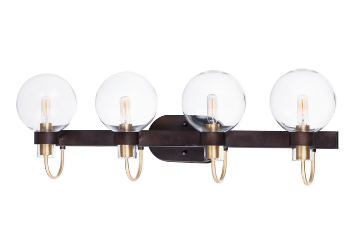 Maxim Bauhaus 30514CLBZSBR Bath Vanity Light 33 in. wide - Bronze / Satin Brass