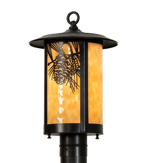 Meyda Tiffany Lighting 90592 Winter Pine One Light Post Mount Outdoor Bronze / Dark