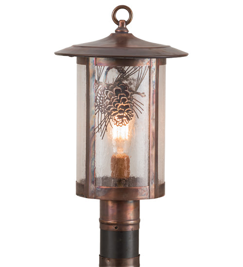 Meyda Tiffany Lighting 90623 Fulton One Light Post Mount Outdoor Copper/Antique/Verde