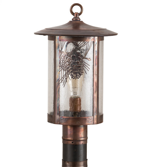 Meyda Tiffany Lighting 90623 Fulton One Light Post Mount Outdoor Copper/Antique/Verde