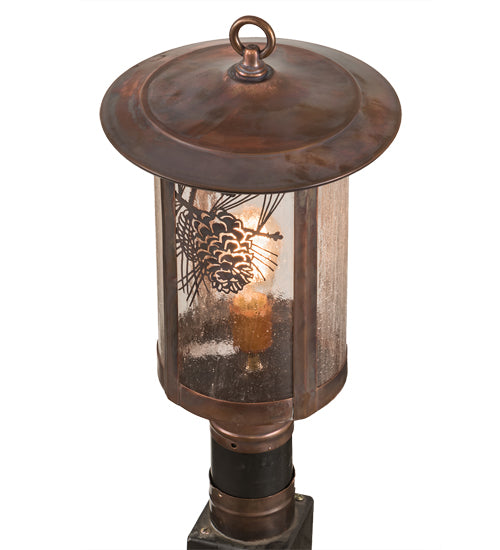 Meyda Tiffany Lighting 90623 Fulton One Light Post Mount Outdoor Copper/Antique/Verde