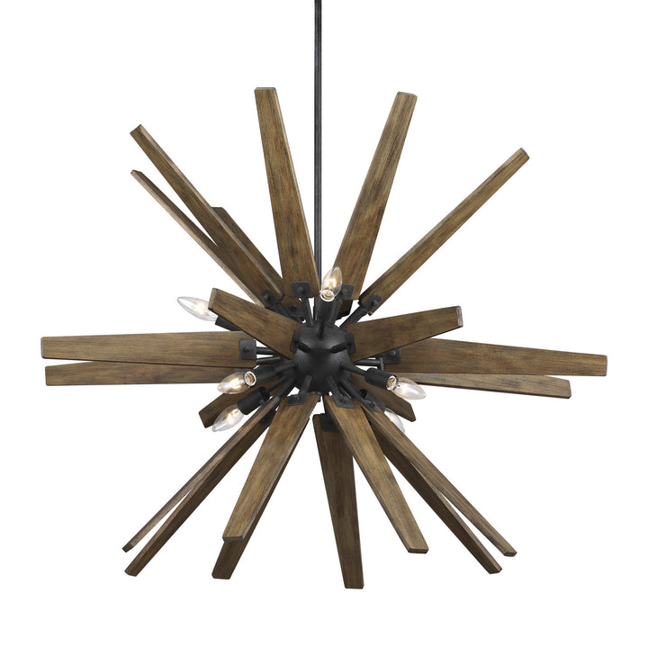 Visual Comfort Studio Thorne F3258/8DWZ/WOW Chandelier Light - Dark Weathered Zinc / Weathered Oak