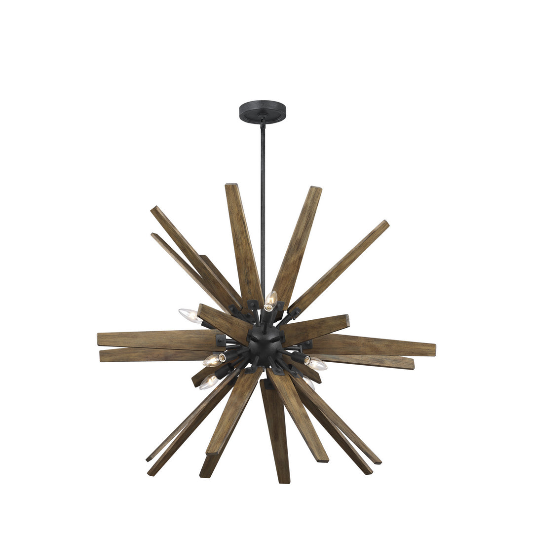 Visual Comfort Studio Thorne F3258/8DWZ/WOW Chandelier Light - Dark Weathered Zinc / Weathered Oak