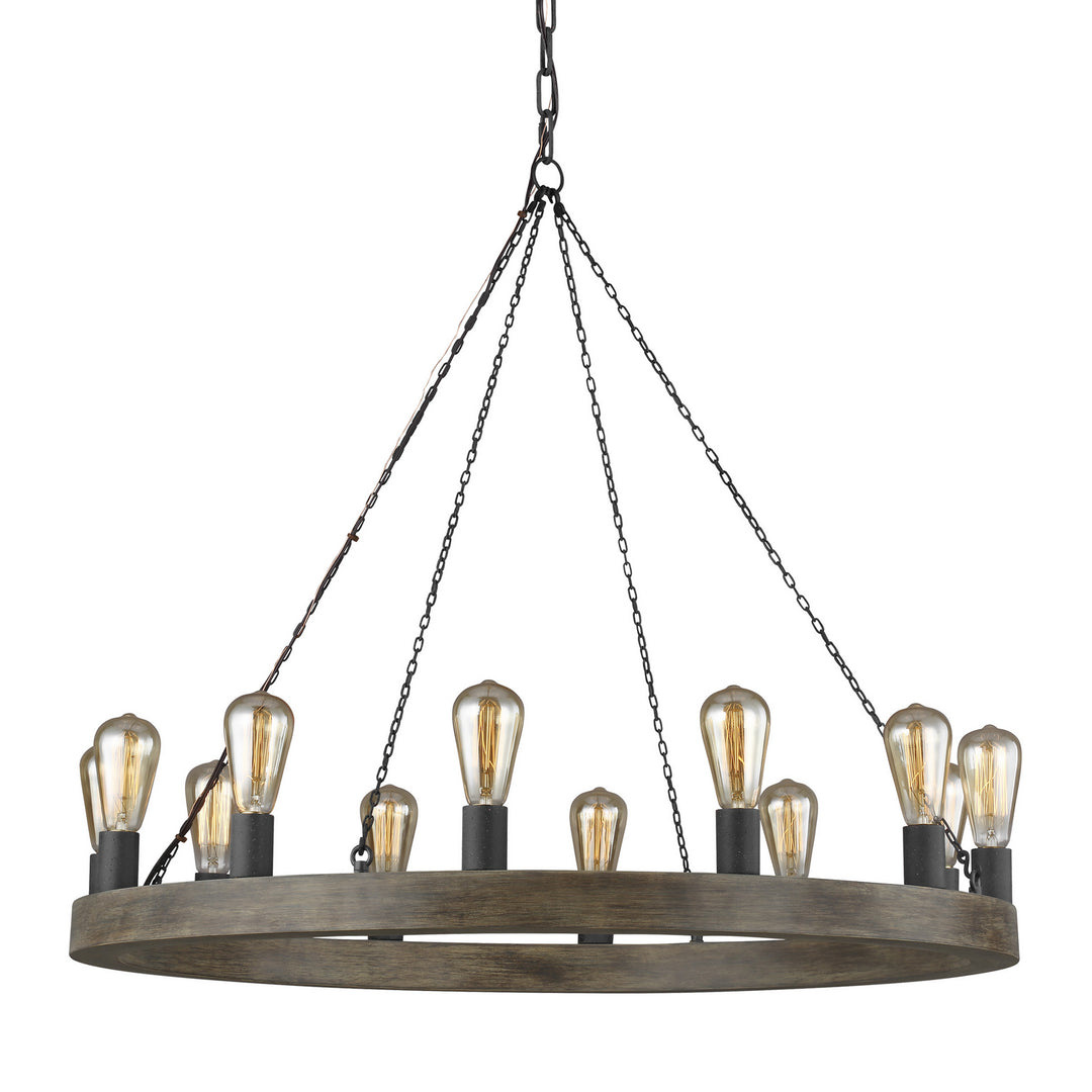 Visual Comfort Studio Avenir F3932/12WOW/AF Chandelier Light - Weathered Oak Wood / Antique Forged Iron