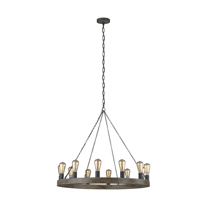 Visual Comfort Studio Avenir F3932/12WOW/AF Chandelier Light - Weathered Oak Wood / Antique Forged Iron