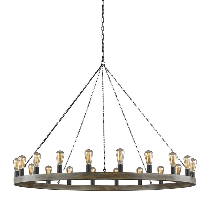 Visual Comfort Studio Avenir F3933/20WOW/AF Chandelier Light - Weathered Oak Wood / Antique Forged Iron