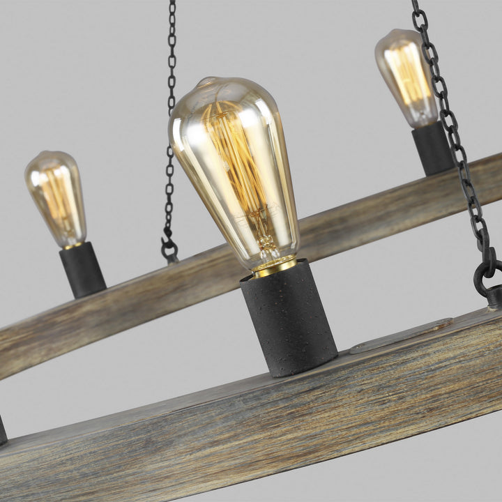 Visual Comfort Studio Avenir F3933/20WOW/AF Chandelier Light - Weathered Oak Wood / Antique Forged Iron