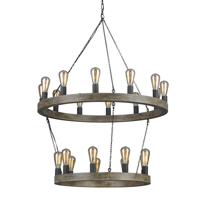 Visual Comfort Studio Avenir F3934/21WOW/AF Chandelier Light - Weathered Oak Wood / Antique Forged Iron