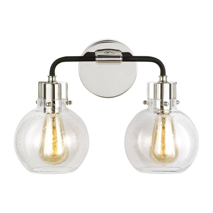 Visual Comfort Studio Clara VS24402PN/TXB Bath Vanity Light 15 in. wide - Polished Nickel/Textured Black