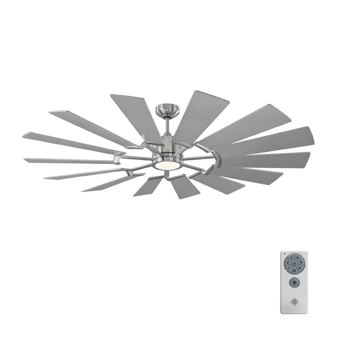 Visual Comfort Fan Prairie 62 14PRR62BSD Ceiling Fan - Brushed Steel, Silver/Silver/