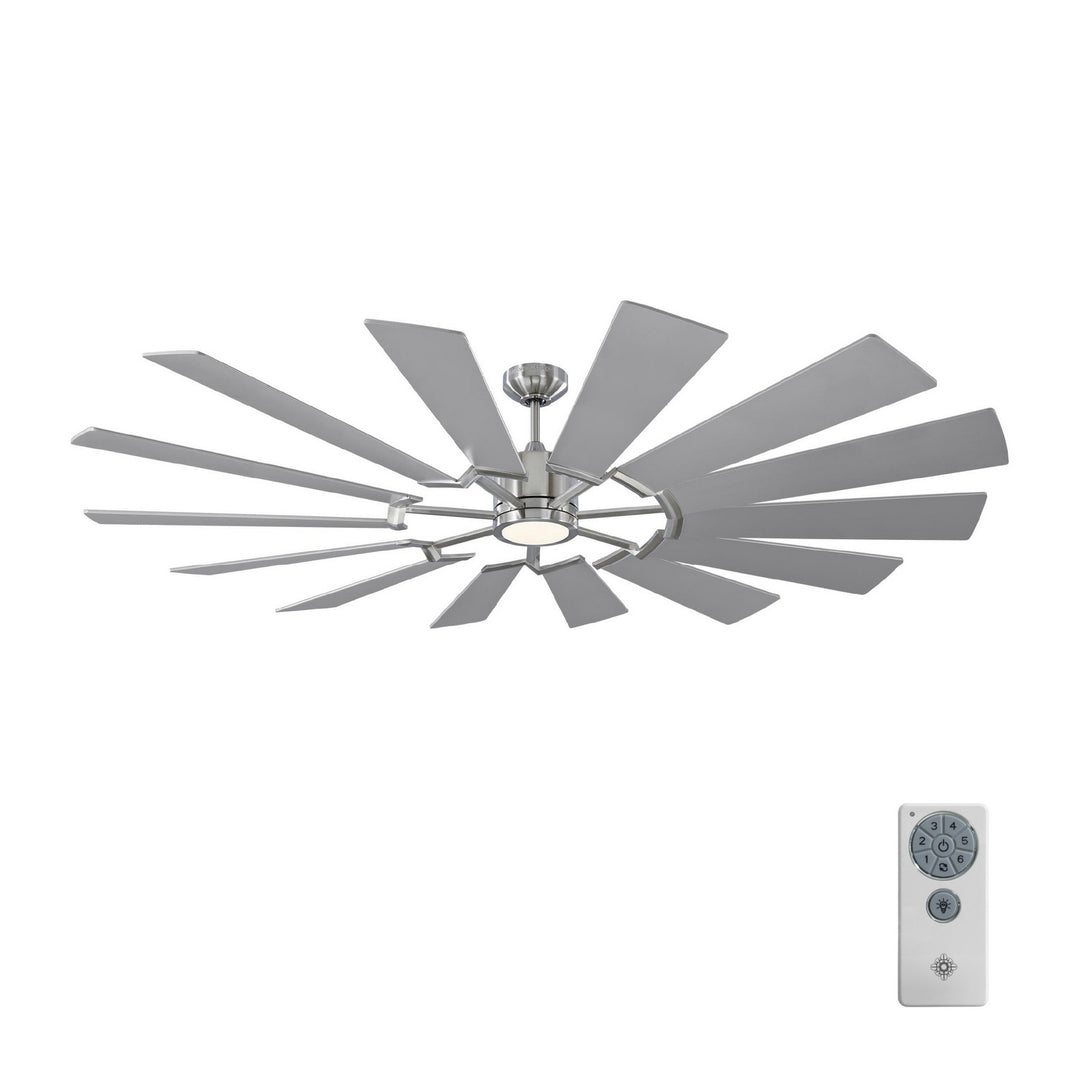 Visual Comfort Fan Prairie 72 14PRR72BSD Ceiling Fan - Brushed Steel, Silver/Silver/