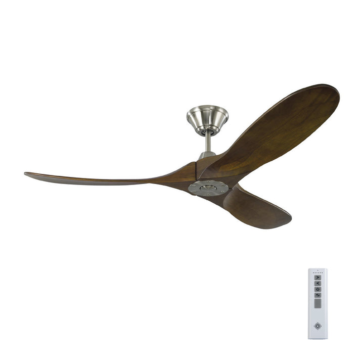 Visual Comfort Fan Maverick 52 3MAVR52BS Ceiling Fan - Brushed Steel, Dark Walnut/Dark Walnut/