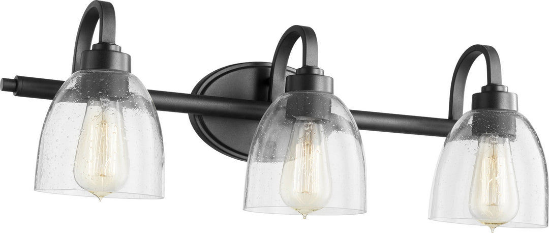 Quorum Reyes 5060-3-69 Bath Vanity Light 25 in. wide - Textured Black W/ Clear/Seeded