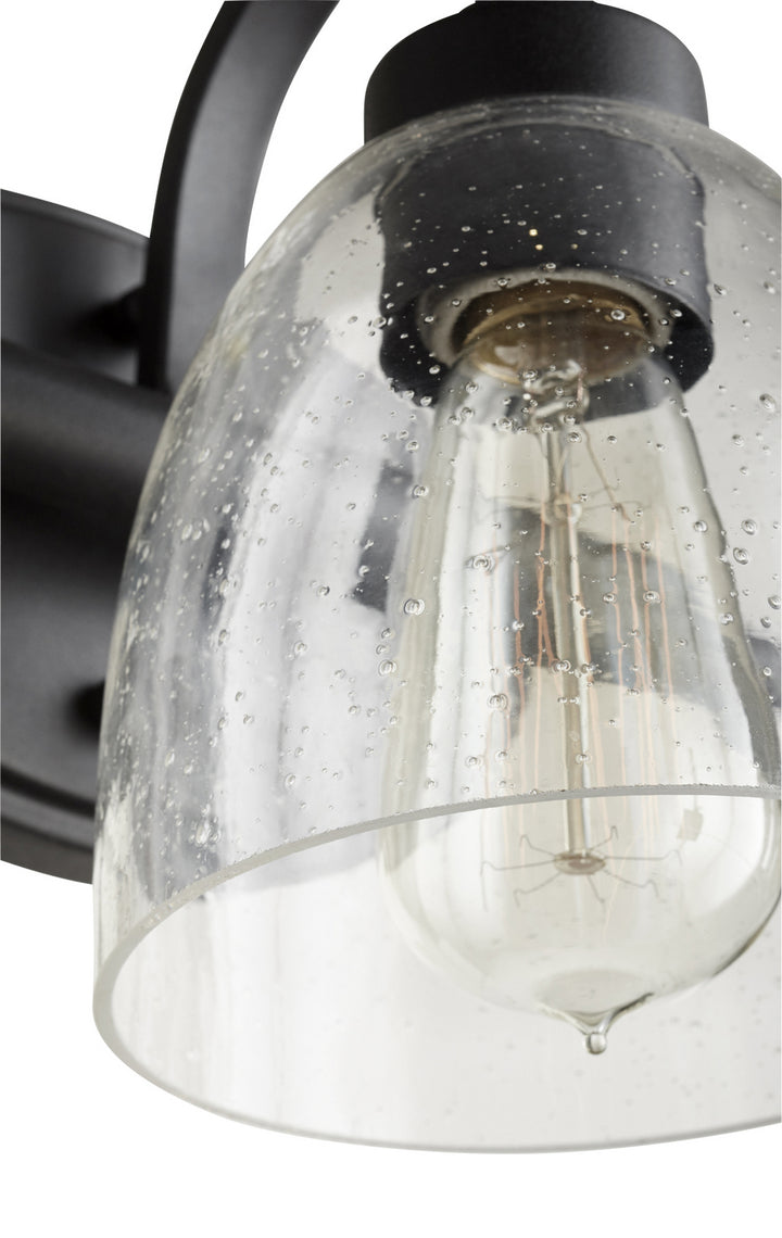 Quorum Reyes 5060-3-69 Bath Vanity Light 25 in. wide - Textured Black W/ Clear/Seeded