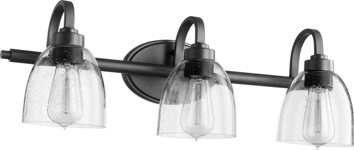 Quorum Reyes 5060-3-69 Bath Vanity Light 25 in. wide - Textured Black W/ Clear/Seeded