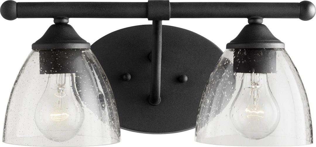 Quorum Brooks 5150-2-69 Bath Vanity Light 15 in. wide - Textured Black W/ Clear/Seeded