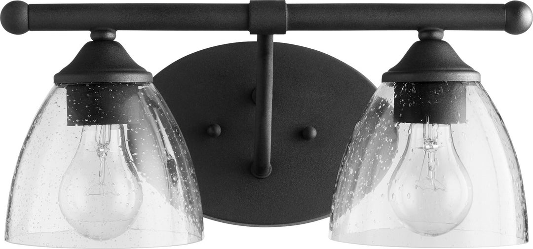 Quorum Brooks 5150-2-69 Bath Vanity Light 15 in. wide - Textured Black W/ Clear/Seeded