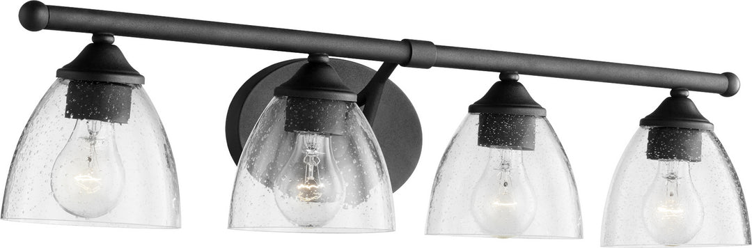 Quorum Brooks 5150-4-69 Bath Vanity Light 30 in. wide - Textured Black W/ Clear/Seeded