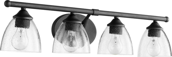 Quorum Brooks 5150-4-69 Bath Vanity Light 30 in. wide - Textured Black W/ Clear/Seeded