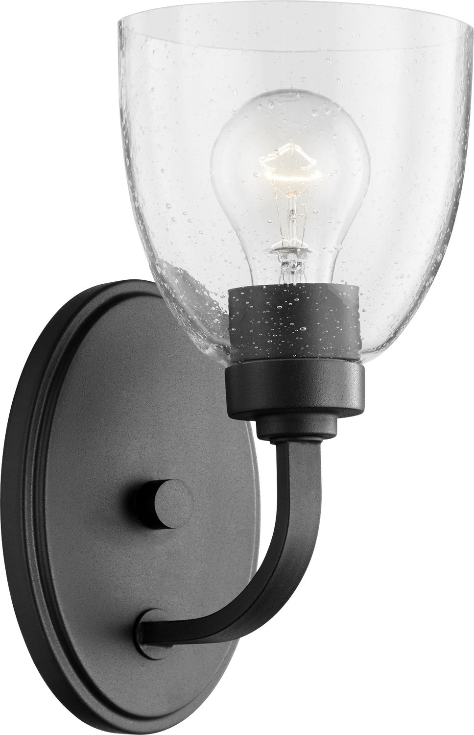 Quorum Reyes 5560-1-69 Wall Sconce Light - Textured Black W/ Clear/Seeded