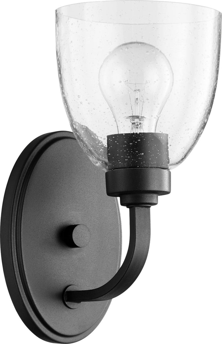 Quorum Reyes 5560-1-69 Wall Sconce Light - Textured Black W/ Clear/Seeded