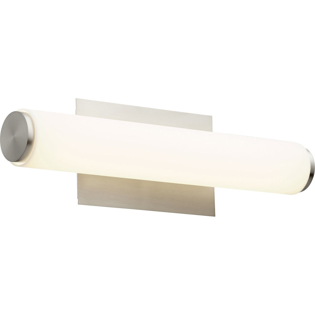 Quorum 911 LED Series 911-18-65 Bath Vanity Light 18 in. wide - Satin Nickel W/ Matte White Acrylic