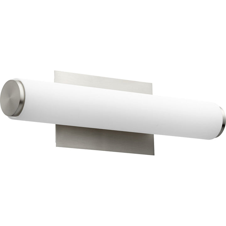 Quorum 911 LED Series 911-18-65 Bath Vanity Light 18 in. wide - Satin Nickel W/ Matte White Acrylic