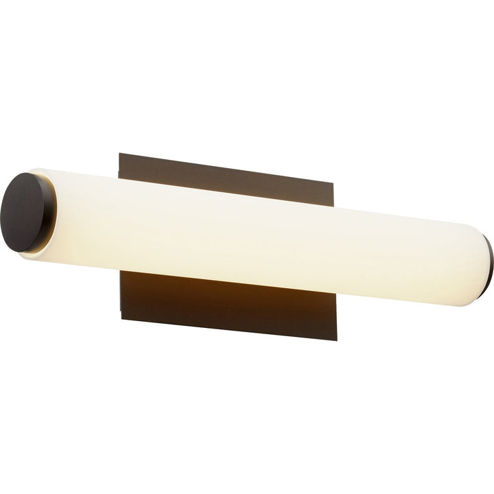 Quorum 911 LED Series 911-18-86 Bath Vanity Light 18 in. wide - Oiled Bronze W/ Matte White Acrylic