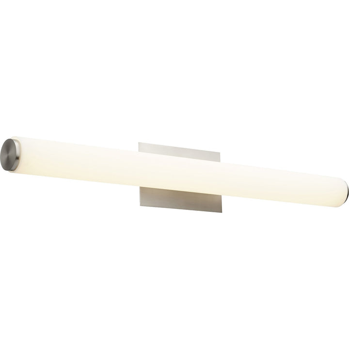 Quorum 911 LED Series 911-35-65 Bath Vanity Light 35 in. wide - Satin Nickel W/ Matte White Acrylic