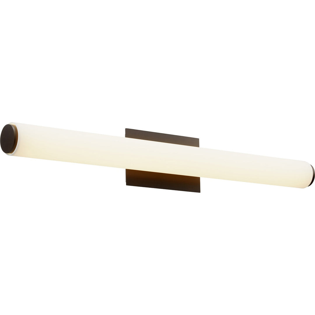 Quorum 911 LED Series 911-35-86 Bath Vanity Light 35 in. wide - Oiled Bronze W/ Matte White Acrylic