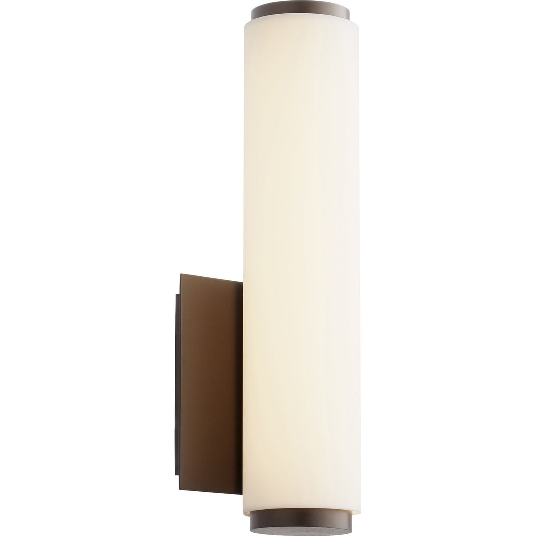 Quorum 911 LED Series 911-86 Wall Sconce Light - Oiled Bronze W/ Matte White Acrylic