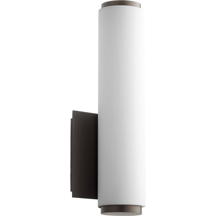 Quorum 911 LED Series 911-86 Wall Sconce Light - Oiled Bronze W/ Matte White Acrylic