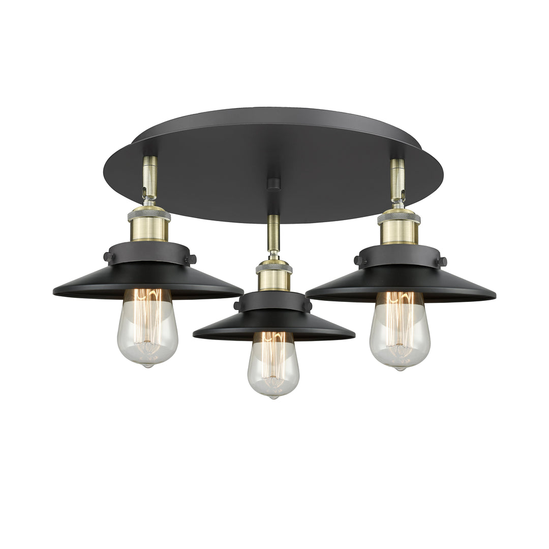 Innovations Downtown Urban 916-3C-BAB-M6-BK Ceiling Light - Black Antique Brass