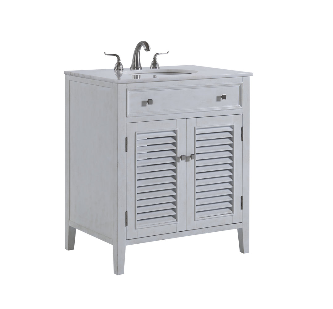 Elegant Lighting VF10430AW Cape Cod Single Bathroom Vanity Set Plumbing Gray