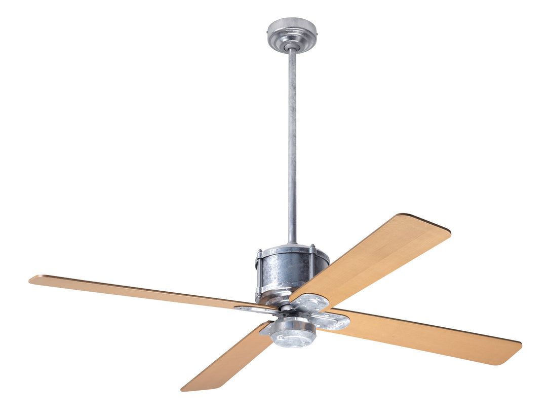 Modern Fan Company Industry DC IND-GV-50-MP-NL-CC Ceiling Fan - Galvanized, Maple/