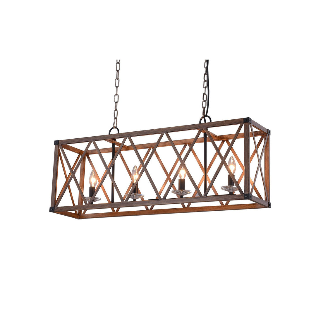 CWI Marini 1033p36-4-230 Pendant Light - Wood Grain Brown