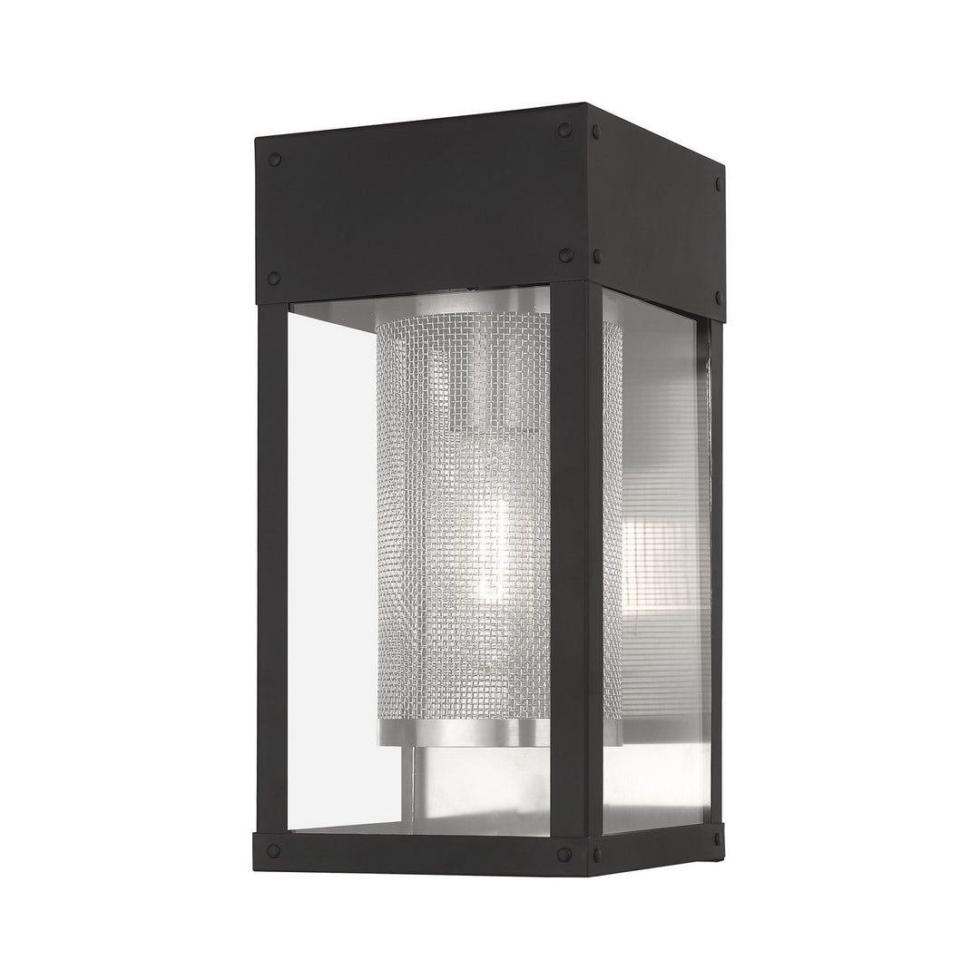 Livex Lighting 20761-04 Modern Franklin Outdoor Black W/ Brushed Nickel Stainless Steel